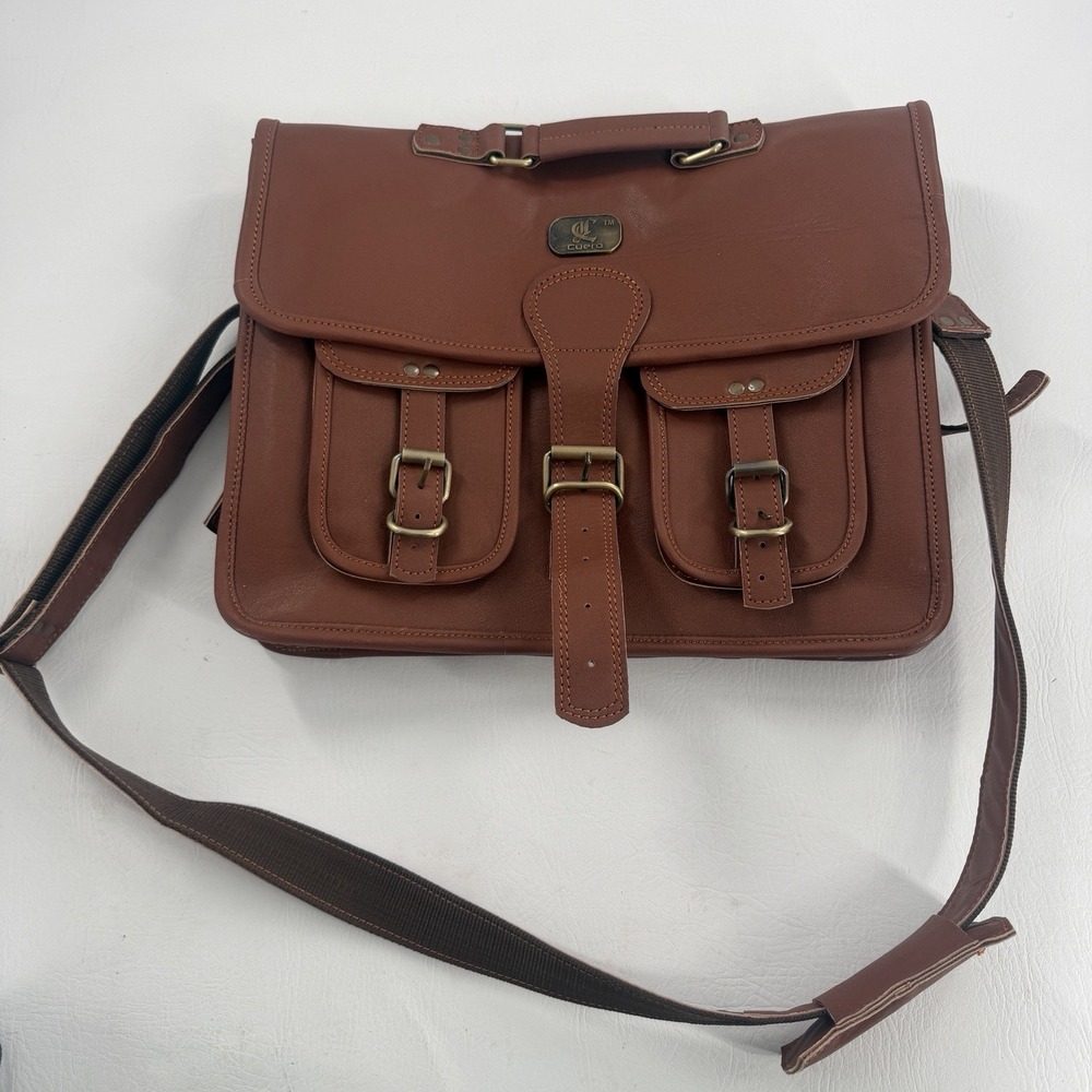 Cuero Handmade Leather Crossbody Bag Laptop Messenger Bag W/ Shoulder Strap